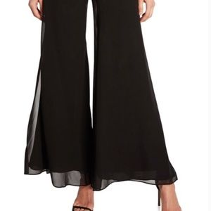 Pull-on Chiffon Layered Wide Leg Dress Pants EU